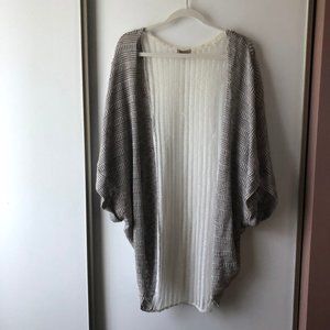 Anama Loose-Knit Lacey Cardigan Batwing Wrap, Size S